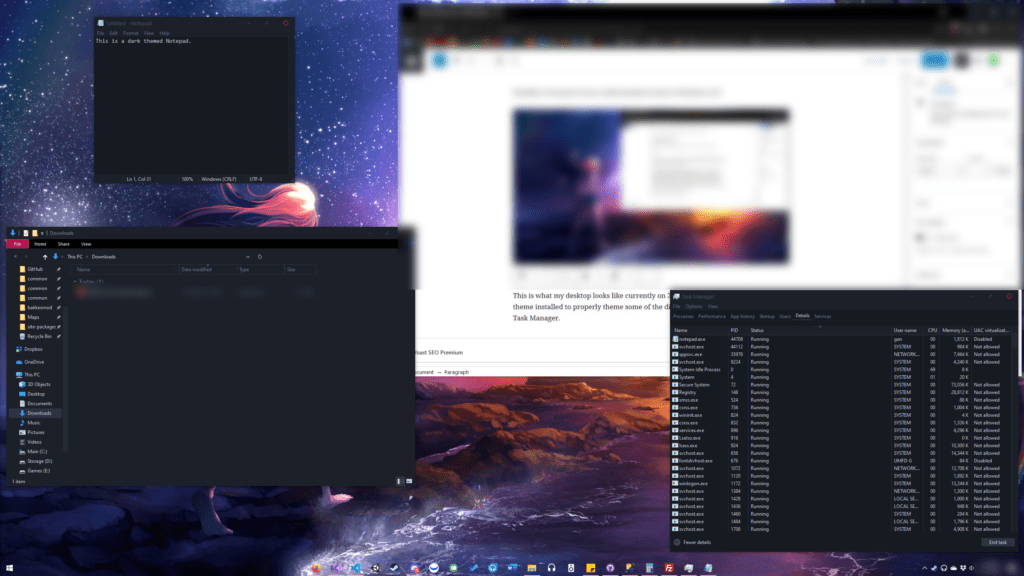 Center Taskbar Windows 10 Dark Theme