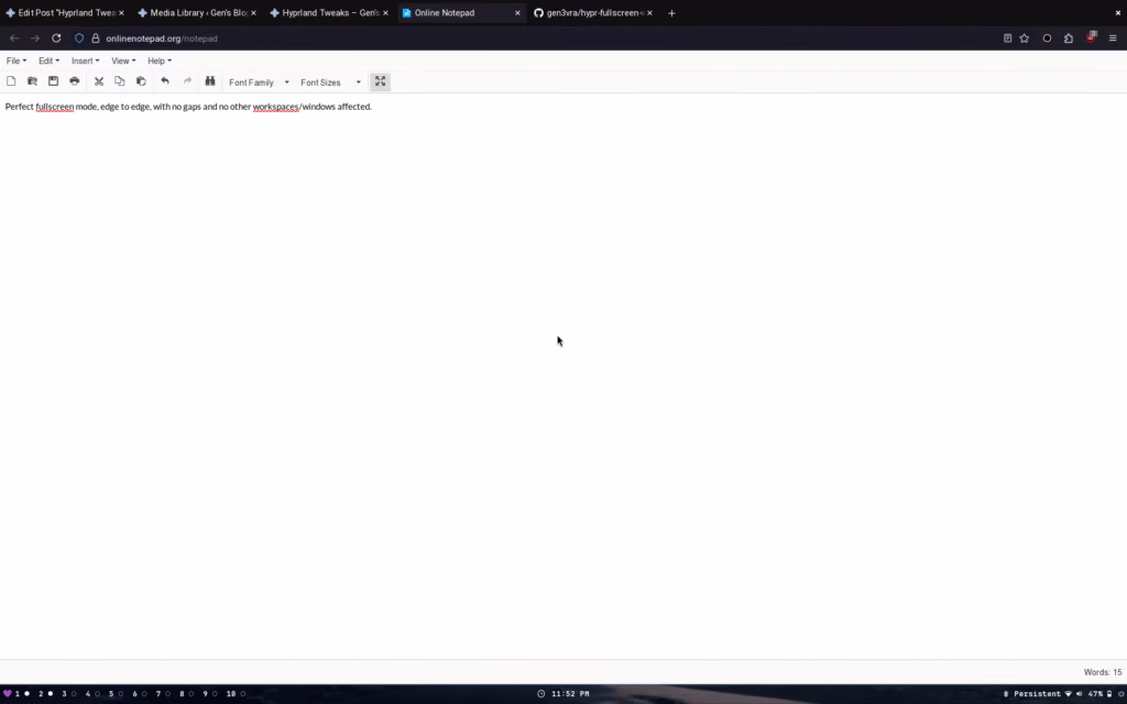 Example of window touching screen edges